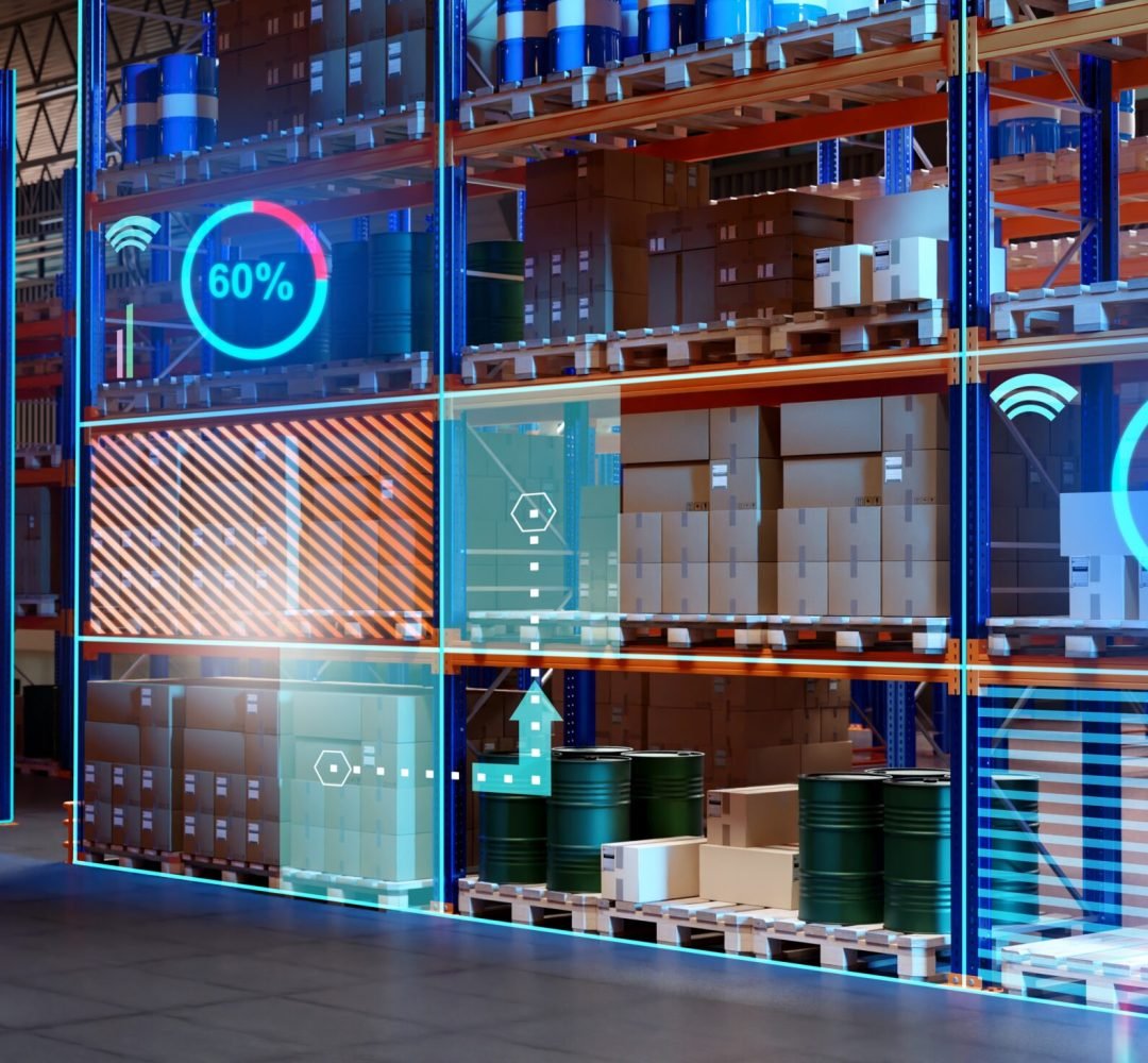 Futuristic,Warehouse.,Retail,Company,Storage.,Warehouse,Building,With,High,Racks.