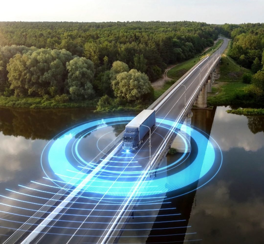 Autonomous,Semi-truck,With,A,Trailer,,Controlled,By,Artificial,Intelligence,,Drives